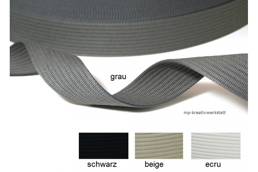 1m Gürtelband, festes Taschenband/Gurtband 40mm  gerillt - Farbwahl